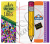 Pencil Teacher School wrap Colour/Color outstide the lines(PNG)