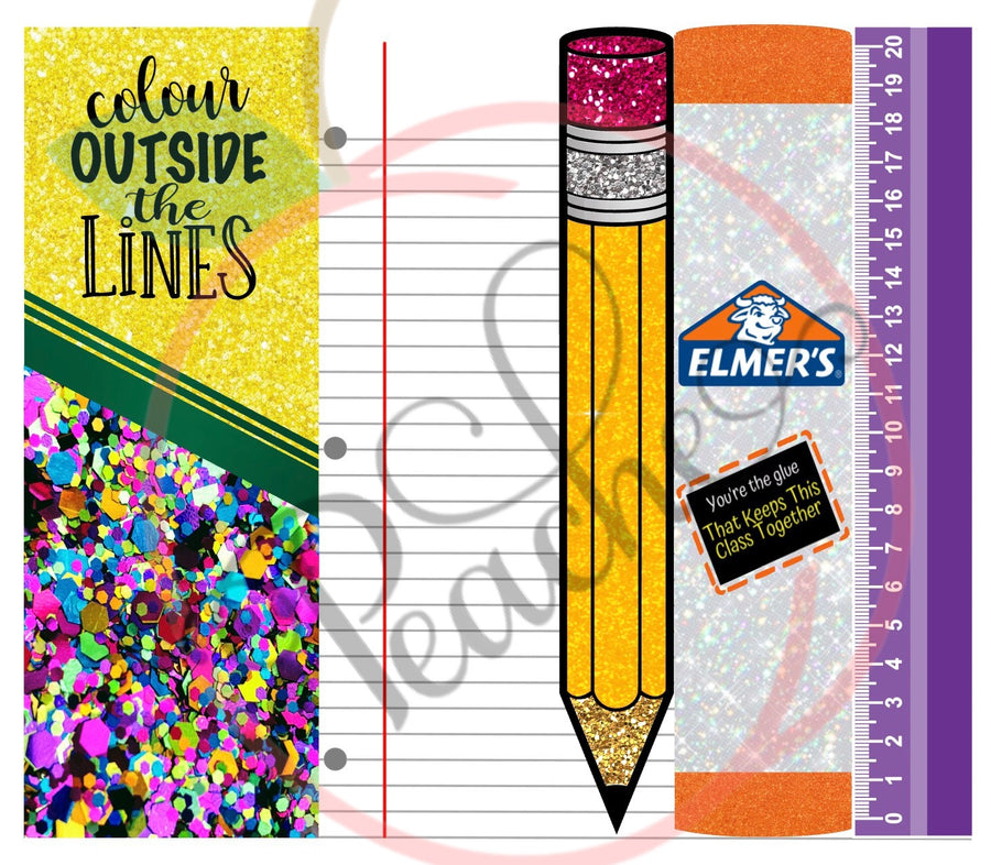 Pencil Teacher School wrap Colour/Color outstide the lines(PNG)
