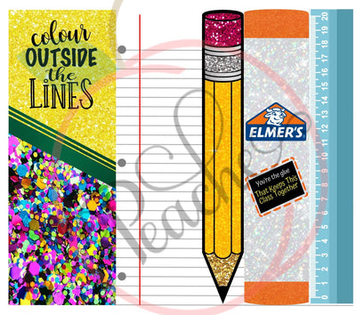 Pencil Teacher School wrap Colour/Color outstide the lines(PNG)