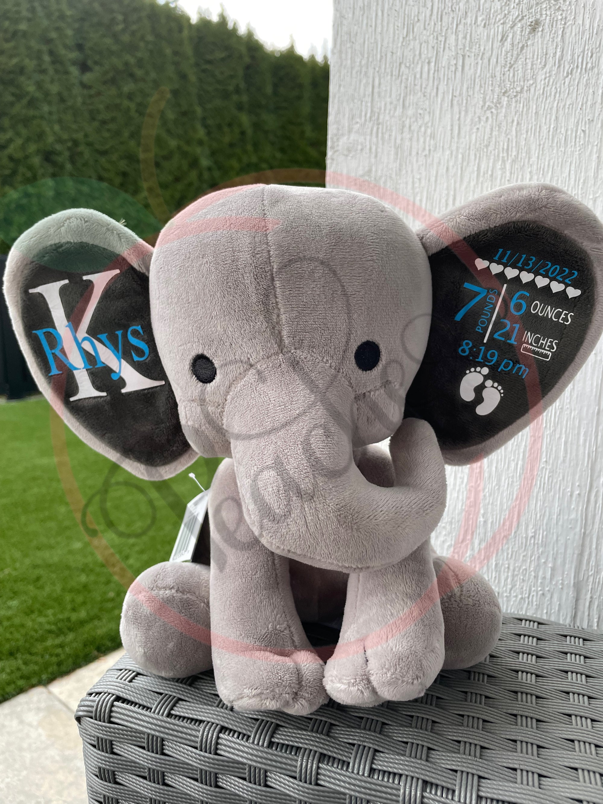 Birth Stats Plush Elephant
