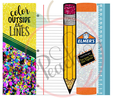 Pencil Teacher School wrap Colour/Color outstide the lines(PNG)